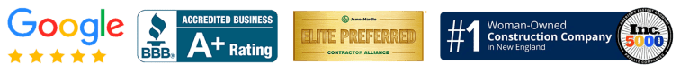 Coastal Windows and Exteriors certifications including Google 5 star reviews BBB accreditation James Hardie Elite Preferred and Inc 5000 award