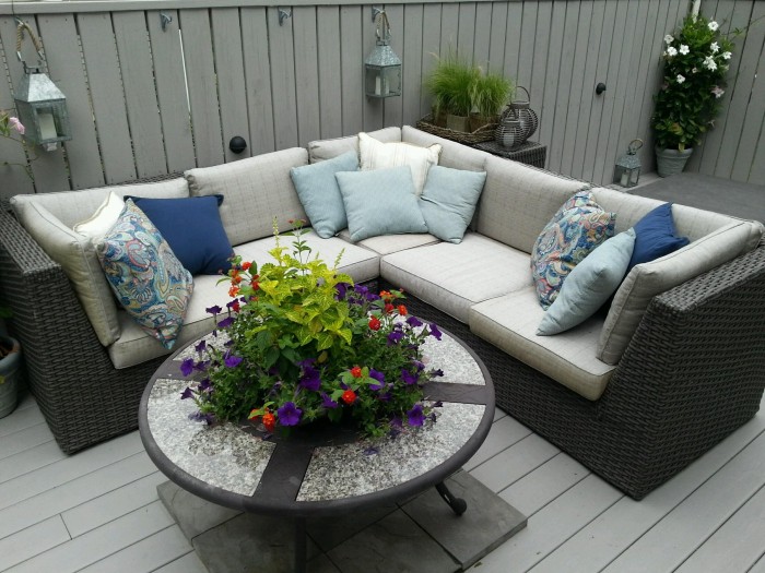 add a pop of color to your patio set with pillows
