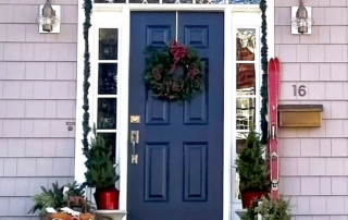 image of front door with holiday decorations
