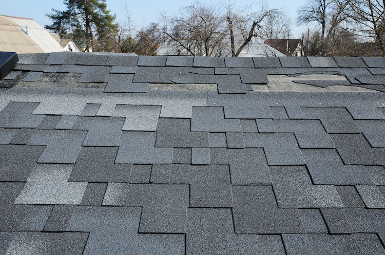 shingles on a damaged roof