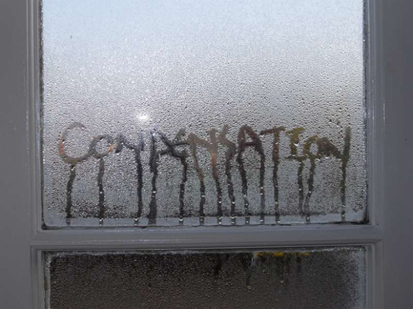 Condensation shown resulting in foggy windows.