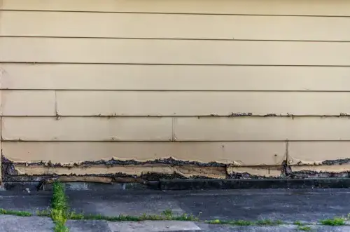 rotting old clapboard siding on an old garage