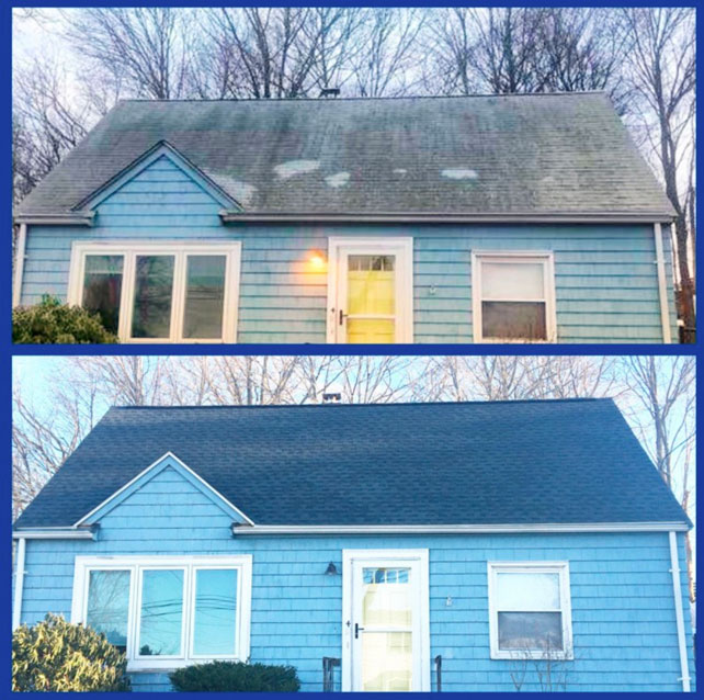roof replacement before and after photo
