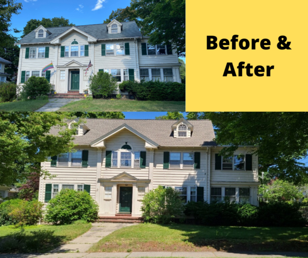 roof replacement before and after image