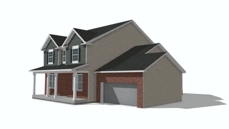 3D rendering of a home with modern vinyl siding illustrating why homeowners ask does vinyl siding fade over time.