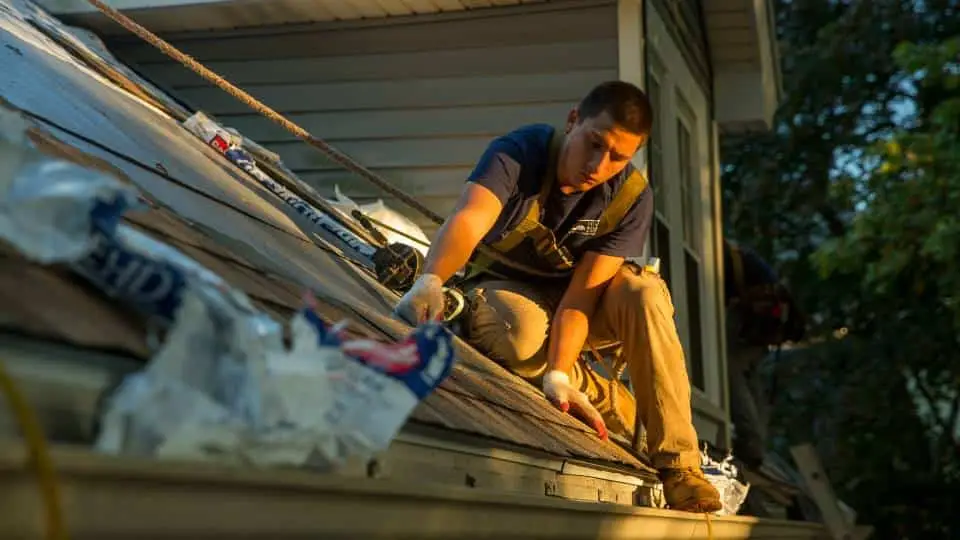 Person installing roofing from coastal windows