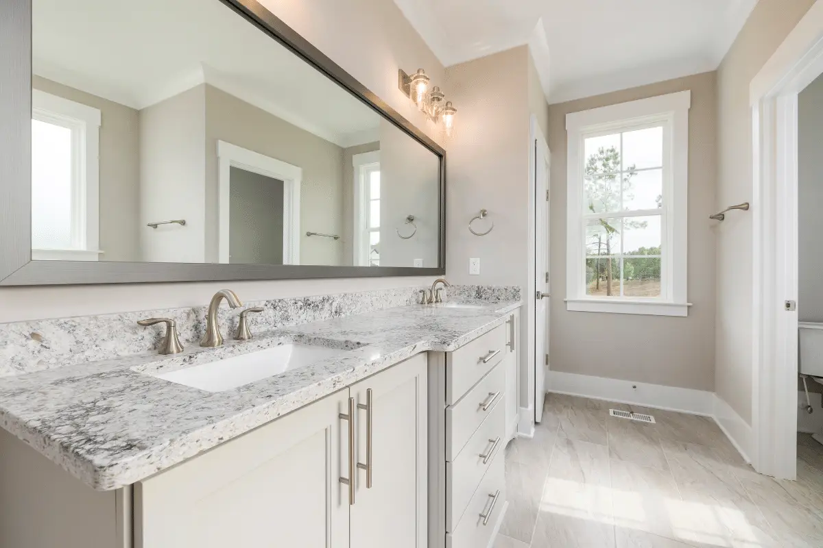 double hung window in a bathroom