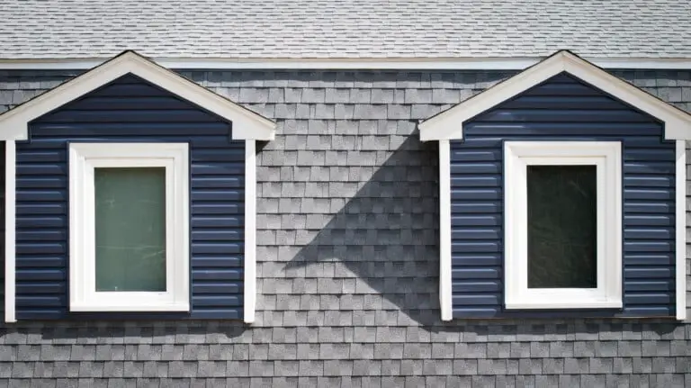 Close up of asphalt GAF Timberline roof installation