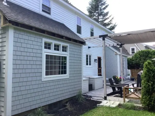 hardie shingle siding close up view