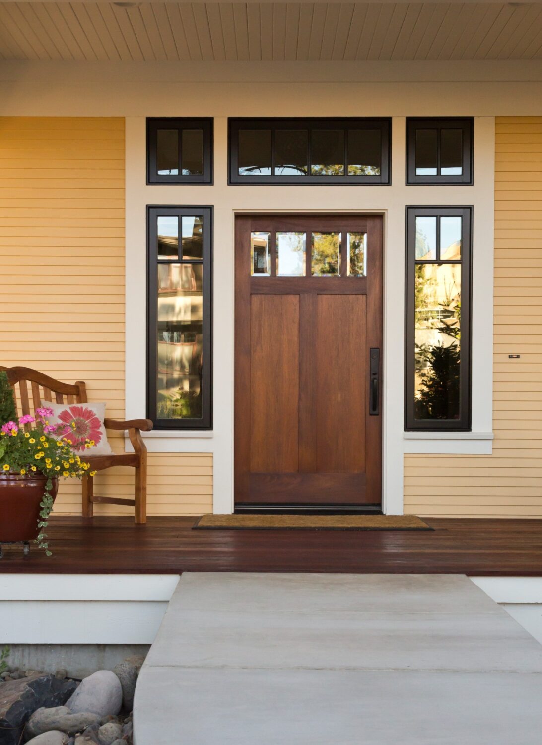 Energy-saving fiberglass entry door in Salem, MA home, painted in a custom Sherwin‑Williams color