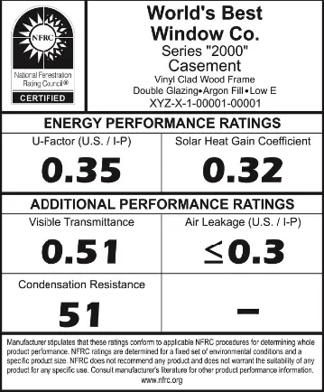 NFRC label example