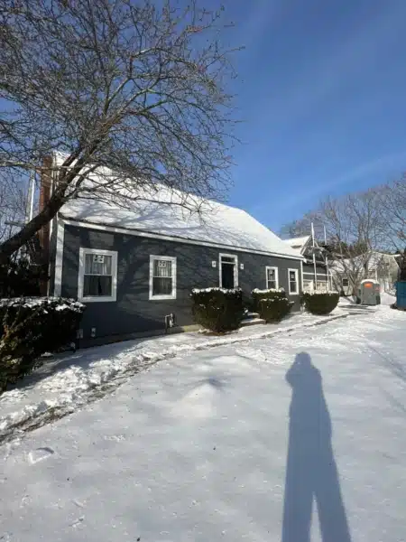 James Hardie Cedarmill siding in Night Gray installed in Hampton NH, Seacoast region, by Coastal Windows & Exteriors for a durable and stylish coastal home upgrade