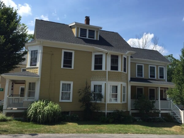 GAF roof replacement on a Manchester MA home suffering from shingle granule shedding and age‑related deterioration
