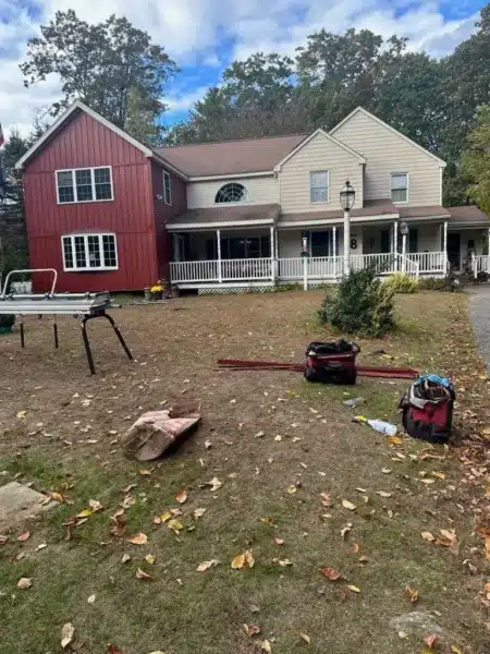 Shake shingle vinyl siding installation in Millbury MA, Worcester County, by Coastal Windows & Exteriors for a timeless look and weather-resistant performance