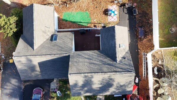 GAF-certified roof installation in Abington MA, South Shore, Plymouth County, featuring architectural shingles for long-lasting protection and enhanced curb appeal.