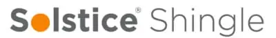 The image shows the text Solstice Shingle with the letter o in Solstice represented by an orange circle.