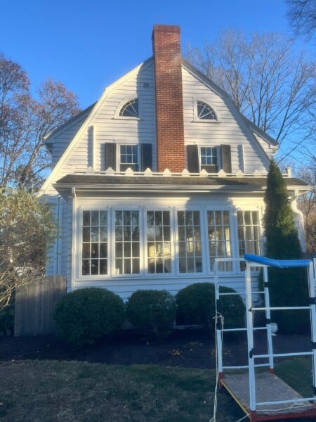 Energy-efficient window installation in Topsfield MA, North Shore, Essex County, featuring Vytex double-hung windows by Coastal Windows & Exteriors