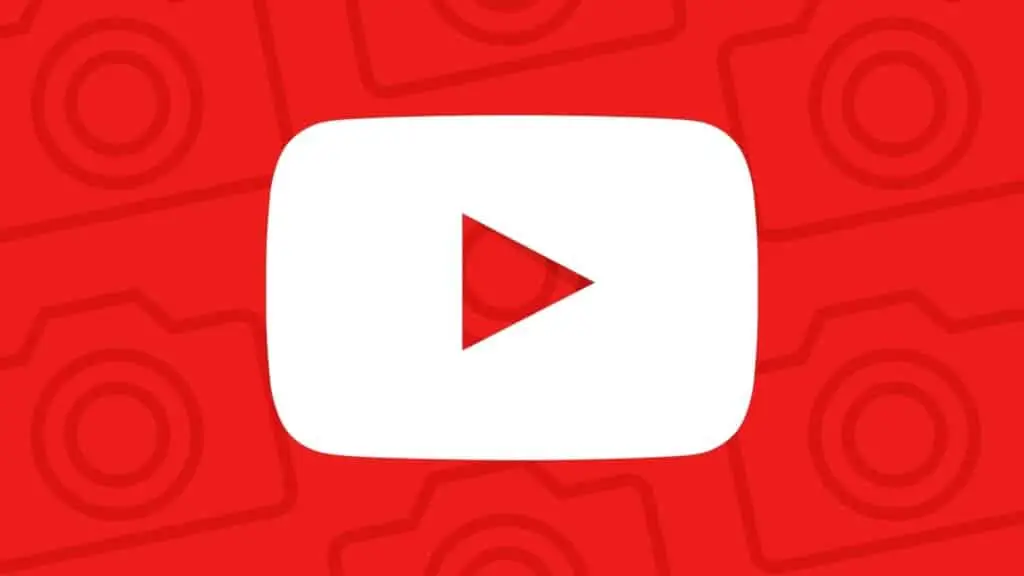 The YouTube logo features a white play button inside a rounded red rectangle, set against a red background with subtle camera icons—what can I expect? A bold, recognizable look that captures the essence of video sharing.