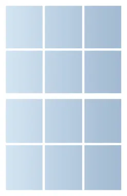 A grid of 12 light blue squares arranged in three columns and four rows against a white background.
