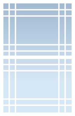 A symmetrical pattern of horizontal and vertical white lines creates a grid over a gradient background that transitions from light blue at the bottom to darker blue at the top.