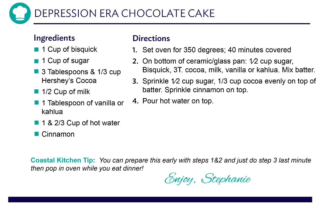 depression era chocolate cake recipe