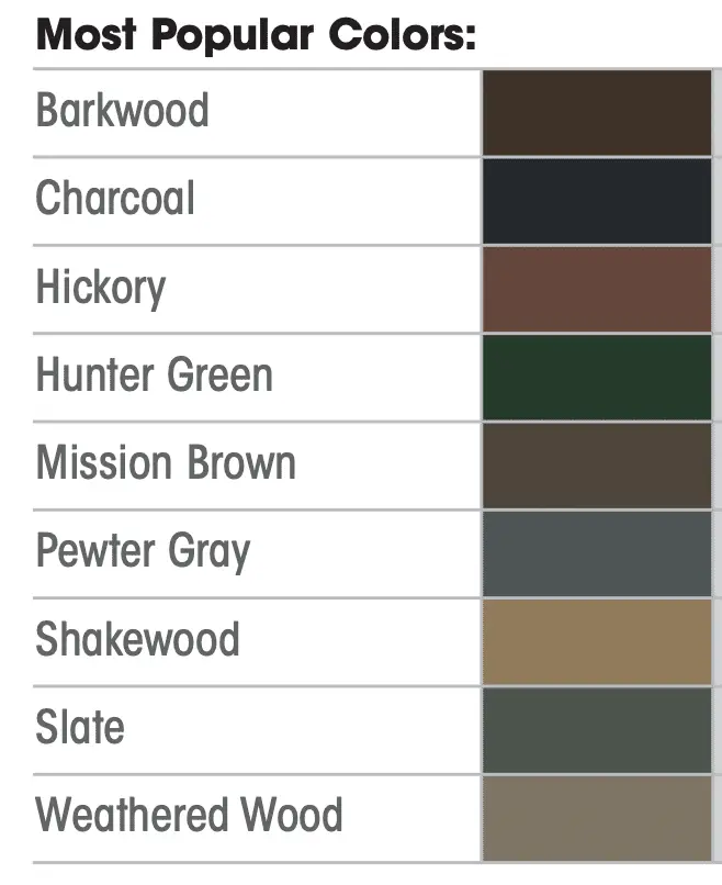 Chart displaying popular shingle colors for New England roofs including charcoal, barkwood, slate, and weathered wood asphalt shingles.