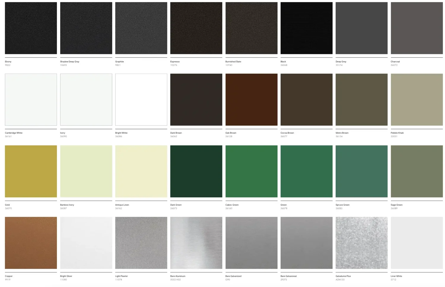 Metal roofing color chart featuring popular shingle colors for New England roofs alongside complementary metal roof color options.