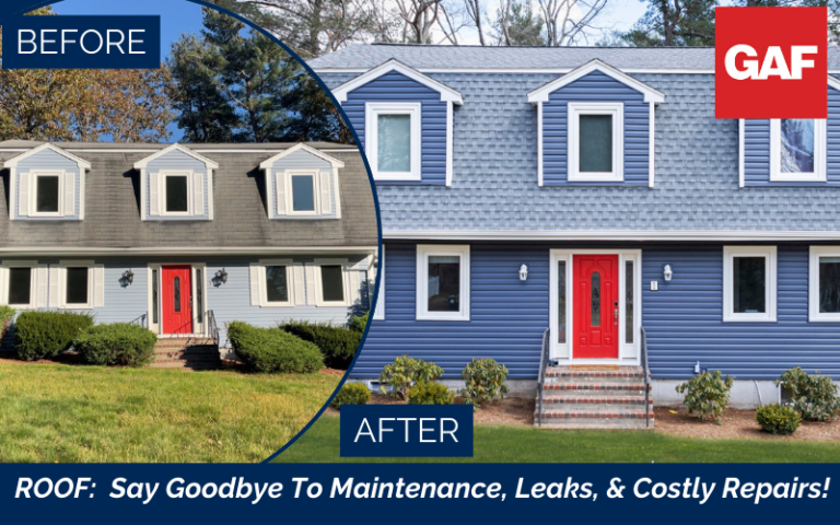 Before-and-after roof replacement showcasing how professional roof repair improves curb appeal and protects against leaks.