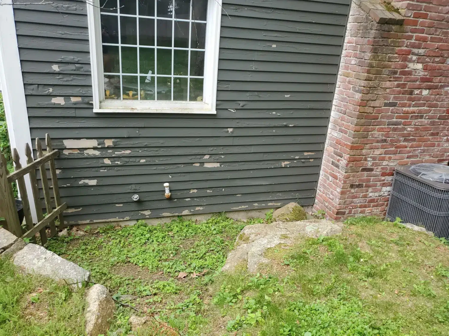 Before-and-after siding replacement showing how a siding inspection checklist identifies warning signs such as moisture, rot, and deteriorating siding.