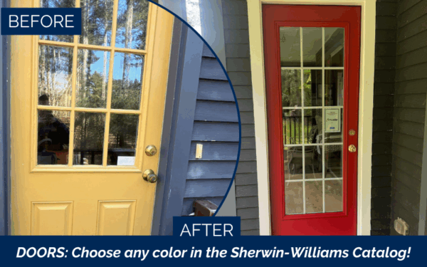 Energy-efficient entry doors installed in Plymouth MA, Plymouth County, by Coastal Windows & Exteriors for enhanced security, insulation, and curb appeal