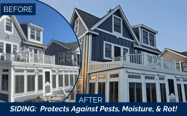 James Hardie deep ocean siding before and after transformation in Wells ME, Southern Maine, York County