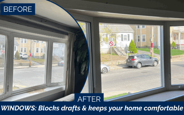 Harvey Tribute bay window interior view after installation in Boston MA, Greater Boston, Suffolk County