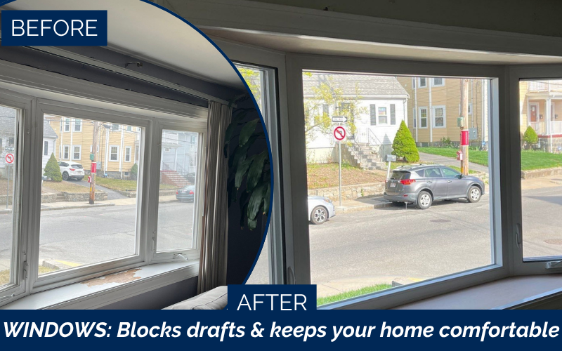 Harvey Tribute bay window interior view after installation in Boston MA, Greater Boston, Suffolk County