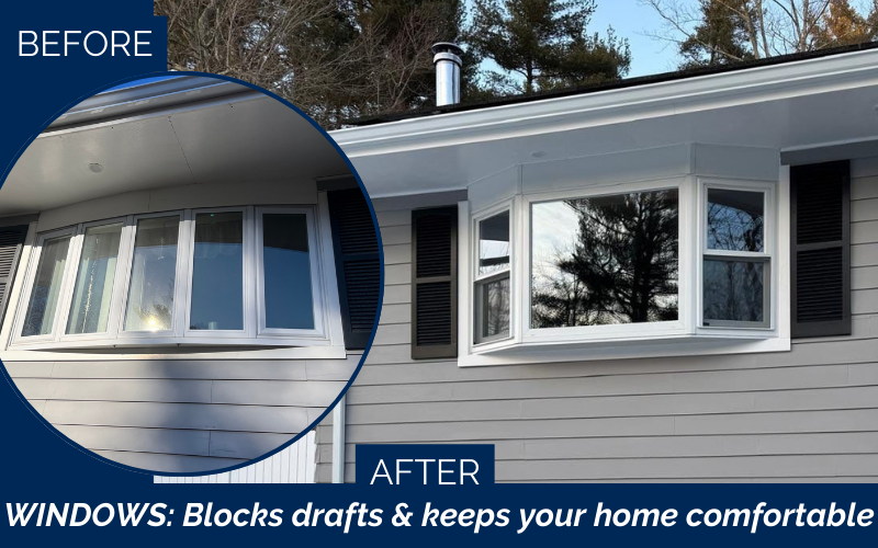 Window installation before and after transformation in Chelmsford MA, Greater Boston, Middlesex County