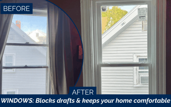 Replacement windows before and after transformation in Peabody MA, North Shore, Essex County