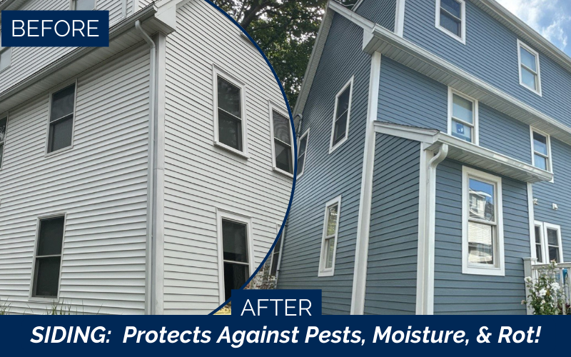 James Hardie installer in Beverly MA before and after plank siding transformation, North Shore, Essex County