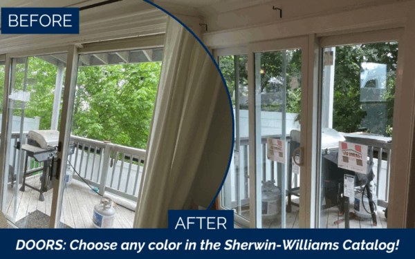 Sliding door replacement before and after transformation for energy efficiency in Boston MA, Greater Boston, Suffolk County