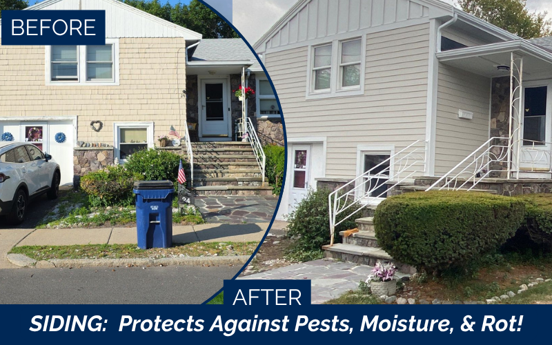James Hardie plank siding installation before and after transformation for curb appeal in Revere MA, Greater Boston, Suffolk County