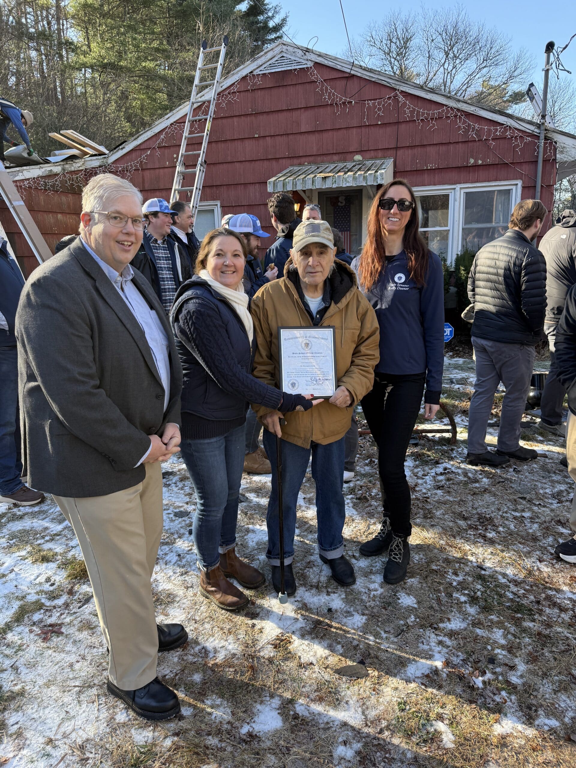 Coastal Windows & Exteriors receives recognition for Roof For Heroes community service in Ashland MA.