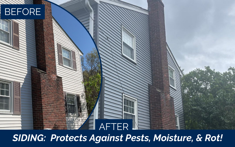 Before-and-after siding transformation showing is it worth it to replace siding through improved protection and curb appeal. The comparison highlights the visible impact of a complete exterior siding update.