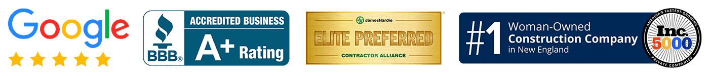 Coastal Windows and Exteriors certifications including Google 5 star reviews BBB accreditation James Hardie Elite Preferred and Inc 5000 award