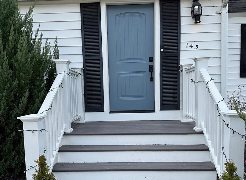Newly installed front entry door upgrade during an Exterior remodeling sale in Beverly MA.