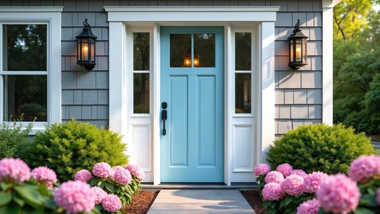 bright blue entry door installed by front door installation near me in Chestnut Hill, MA enhancing entryway beauty and efficiency.