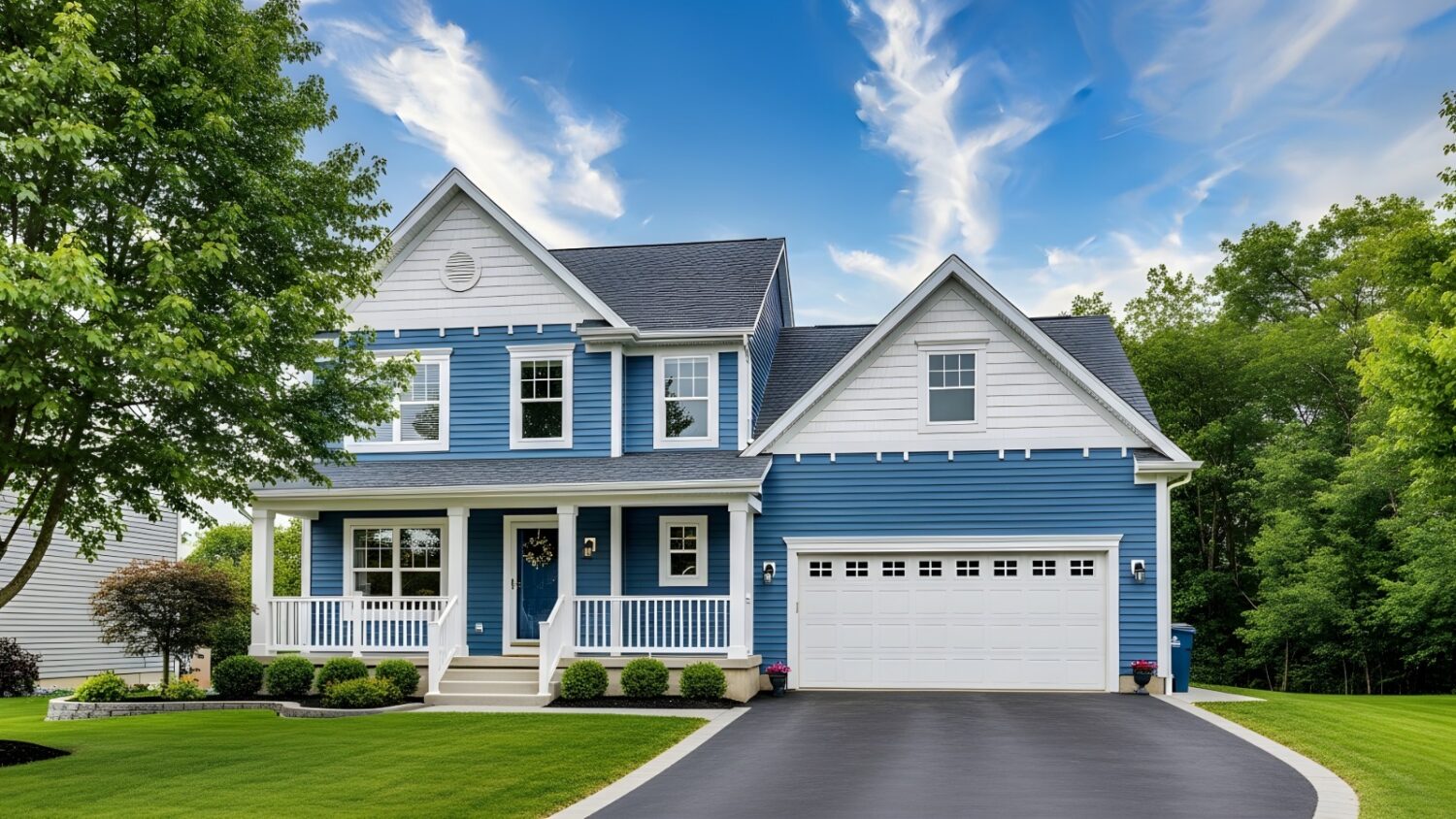 beautiful blue exterior installed by james hardie siding contractor Dover MA enhancing curb appeal and weather protection.