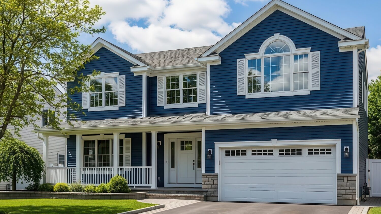 home exterior upgraded by vinyl siding contractors Dover MA featuring durable siding and enhanced curb appeal.