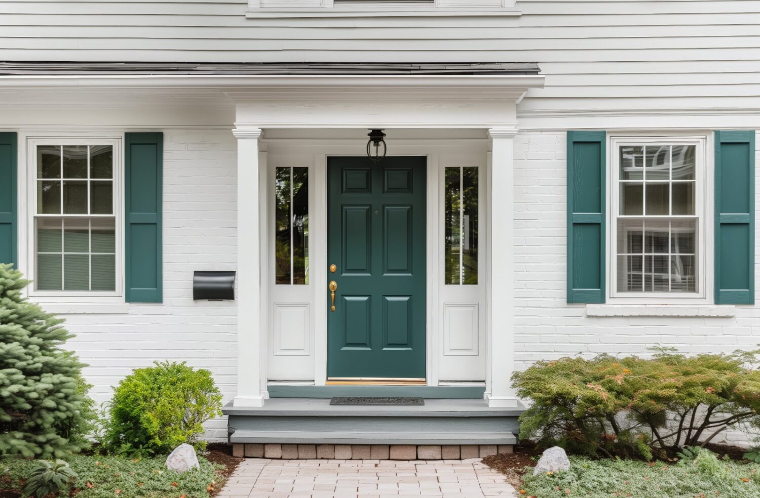 stylish green entry door installed by door company near me in East Walpole MA providing enhanced security and modern design.