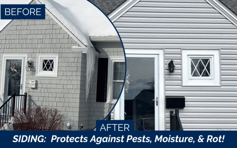 Before and after vinyl siding installation in Nashua NH improving curb appeal.