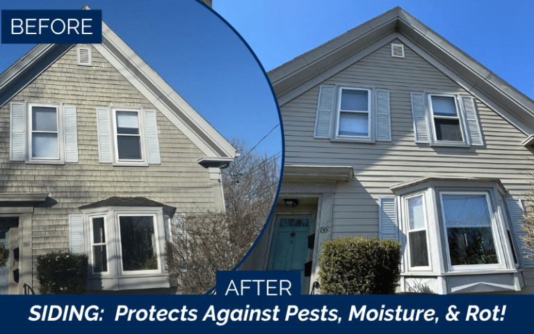 James hardie certified installers in Rockport, before and after featuring cedarmill plank in the color monterey taupe.