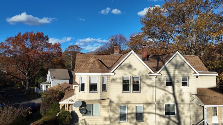 This residential roofing project demonstrates how a properly installed roofing system protects homes from snow, rain, and seasonal weather extremes. Understanding how long does a roof last in Massachusetts requires considering weather exposure, maintenance history, and material quality.