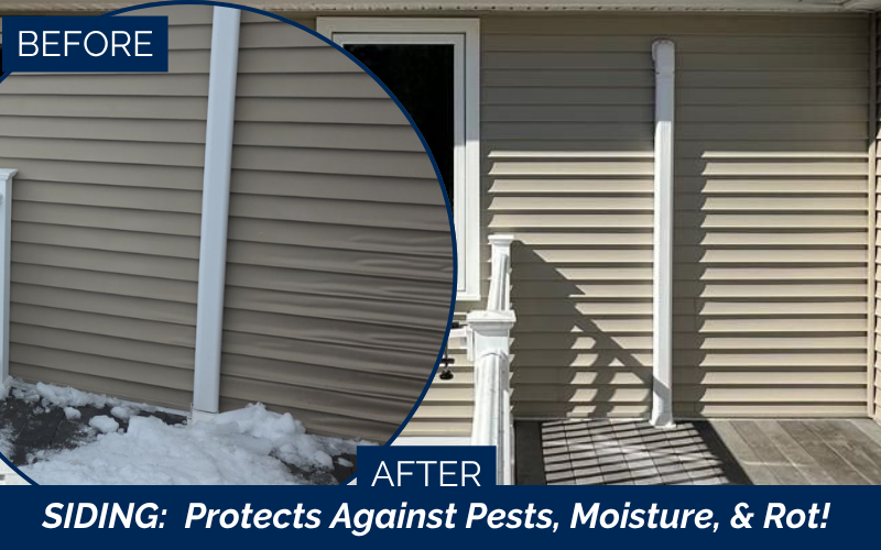 Before and after vinyl siding installation in Topsfield MA improving curb appeal.